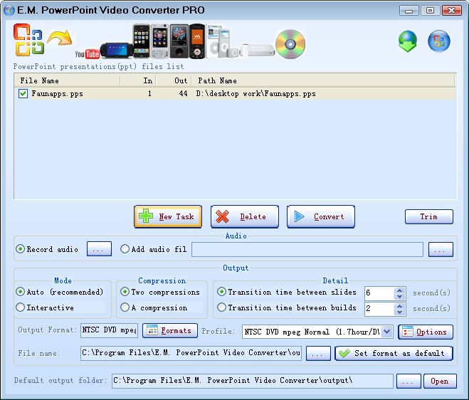 Windows 7 E.M. PowerPoint Video Converter 3.20 full