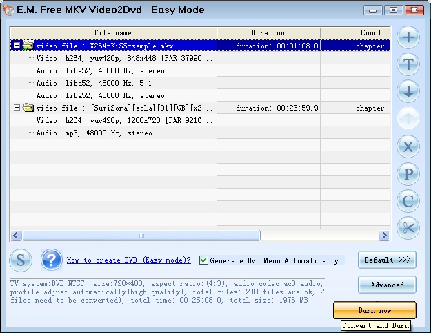 Microordenador Recuperar Gallina Free MKV to DVD Video Converter Software E.M. Free MKV Video2Dvd