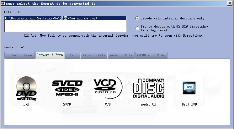 E.M.TVC output formats demo.
